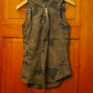 Camo shirt with half zipper front